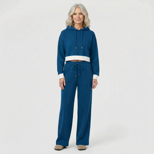 Luxova - Cropped Hoodie Wide-Leg Pants Set