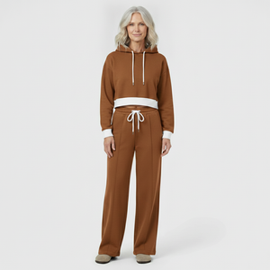 Luxova - Cropped Hoodie Wide-Leg Pants Set
