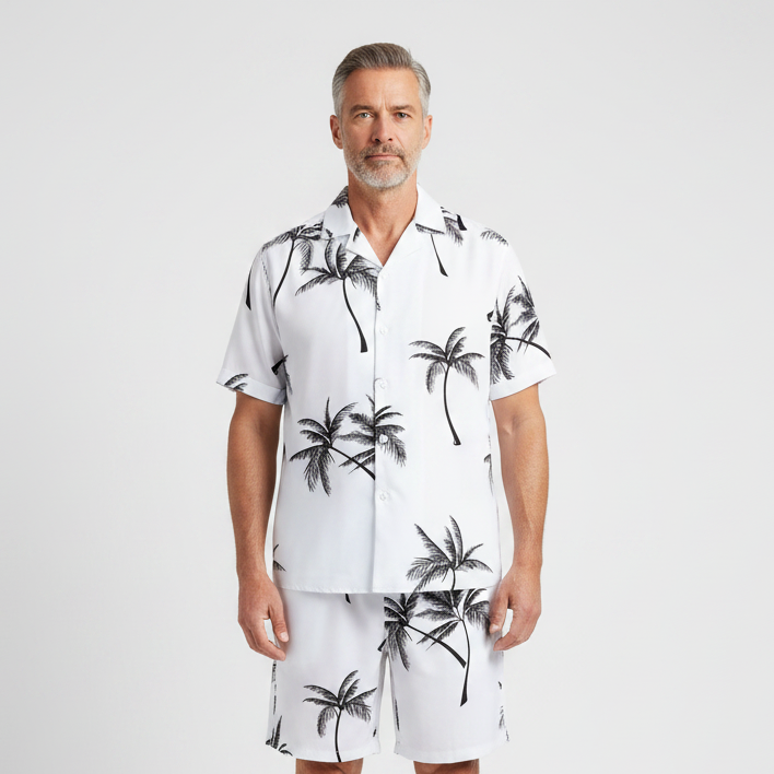 Rafael- Tropical Palm Print Two Piece Set