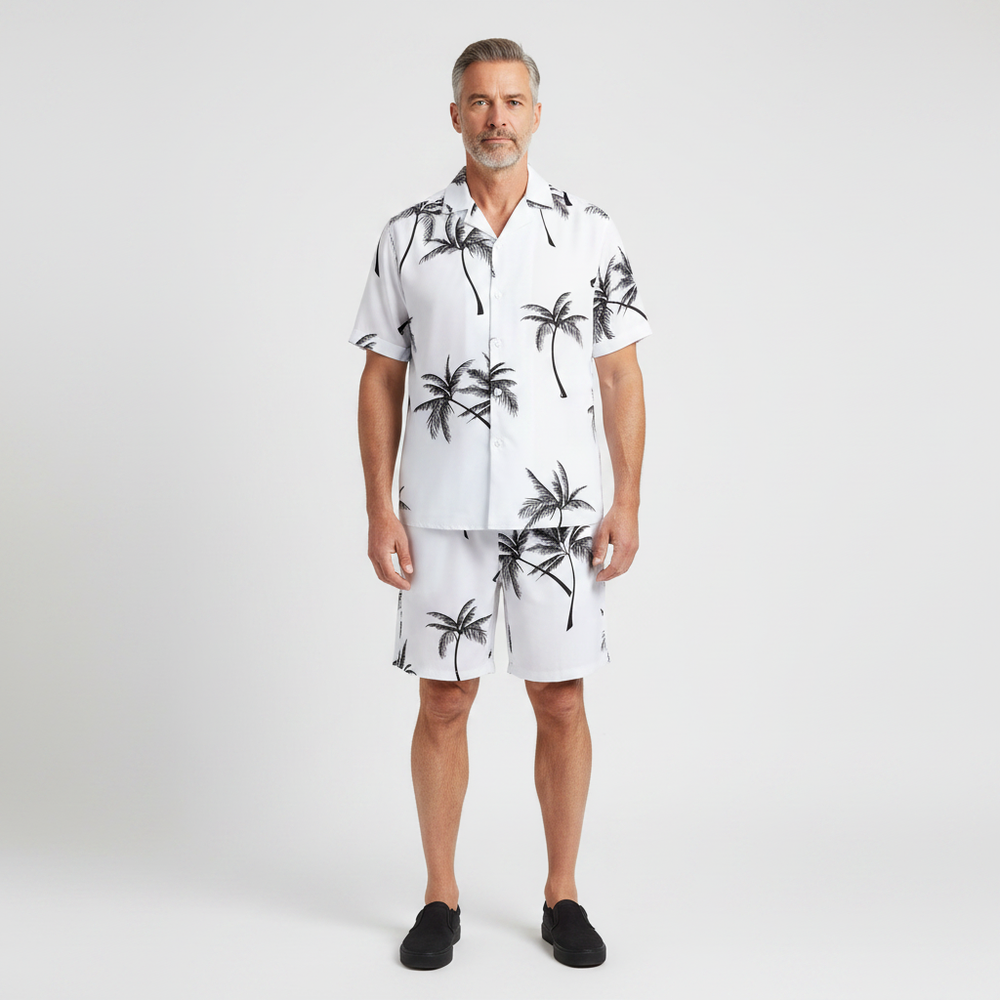 Rafael- Tropical Palm Print Two Piece Set