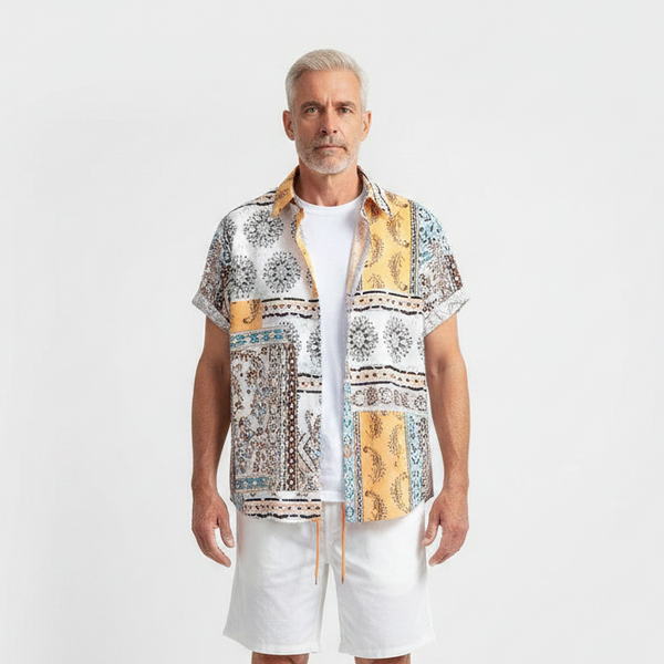 Emilio- Printed Short Sleeve Shirt And Shorts Set