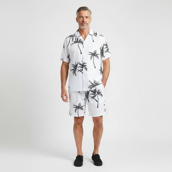 Rafael- Tropical Palm Print Two Piece Set