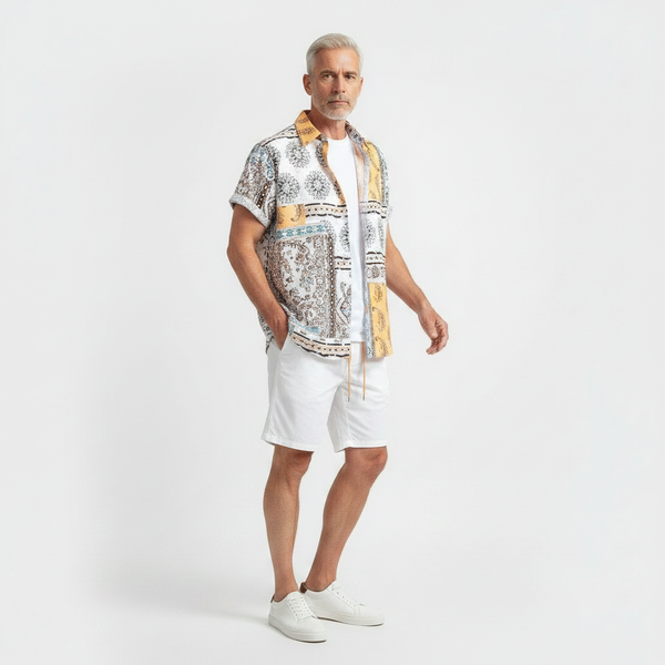 Emilio- Printed Short Sleeve Shirt And Shorts Set