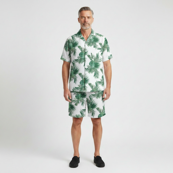Rafael- Tropical Palm Print Two Piece Set