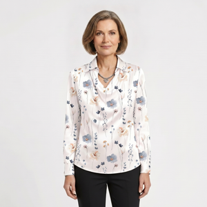 Drapora - Long Sleeve Draped Collar Blouse