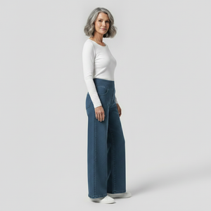Widevia - High-Waist Wide-Leg Denim Pants