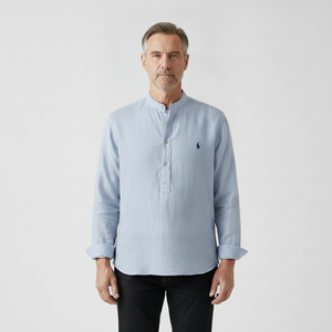 Marvelle - Tailored Fit Long-Sleeve Pullover Shirt Blue