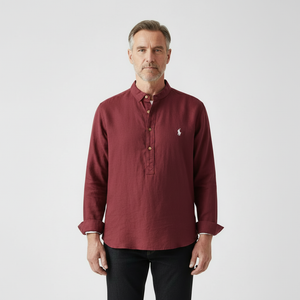 Marvelle - Tailored Fit Long-Sleeve Pullover Shirt Red