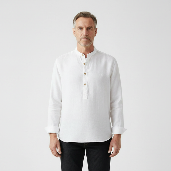 Marvelle - Tailored Fit Long-Sleeve Pullover Shirt White