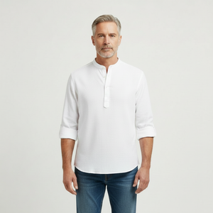 Brooks - Tailored Fit Henley-Style Woven Shirt White