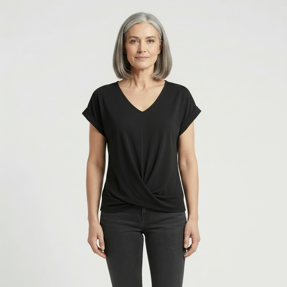 Twivera - Short Sleeve V-Neck Twist Top
