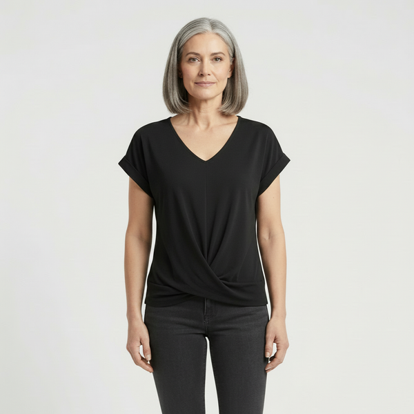 Twivera - Short Sleeve V-Neck Twist Top