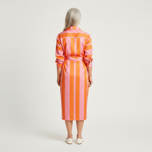 Aveline - Striped Midi Wrap-Style Shirt Dress