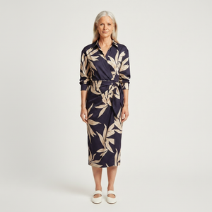 Aveline - Striped Midi Wrap-Style Shirt Dress