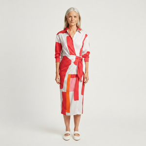 Aveline - Striped Midi Wrap-Style Shirt Dress
