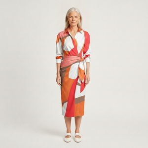 Aveline - Striped Midi Wrap-Style Shirt Dress