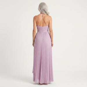 Hailey - Pleated Ruffle Halter Maxi Dress