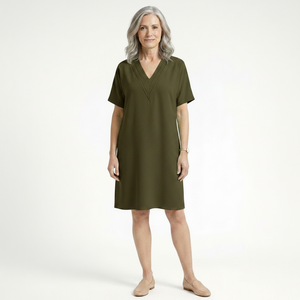 Slyvene - V-Neck Split-Sleeve Mini Dress