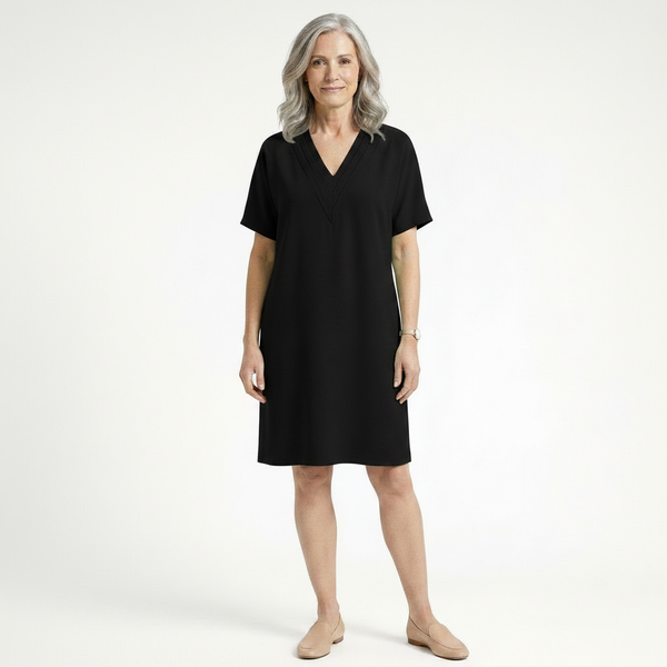 Slyvene - V-Neck Split-Sleeve Mini Dress