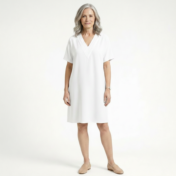 Slyvene - V-Neck Split-Sleeve Mini Dress