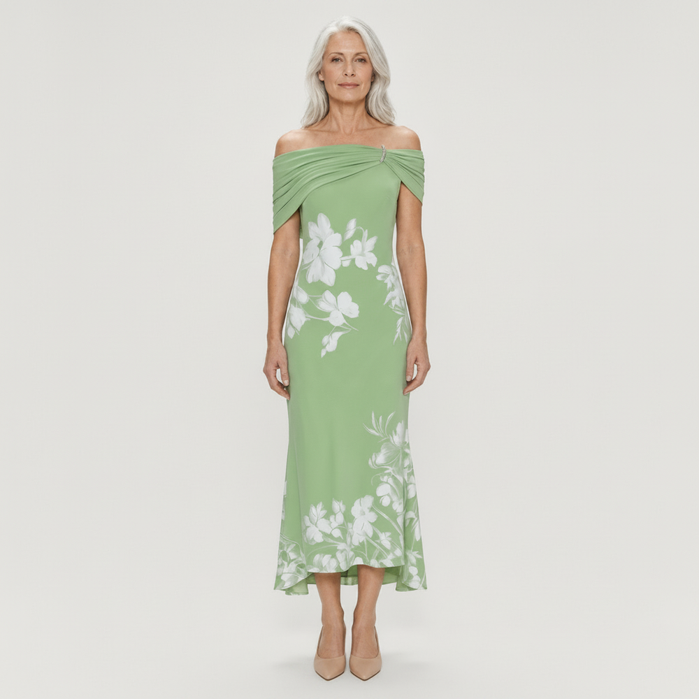 Maya - Off-Shoulder Floral Print Midi Dress