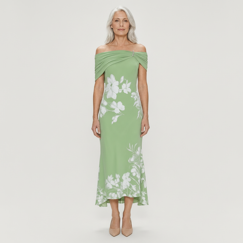 Maya - Off-Shoulder Floral Print Midi Dress