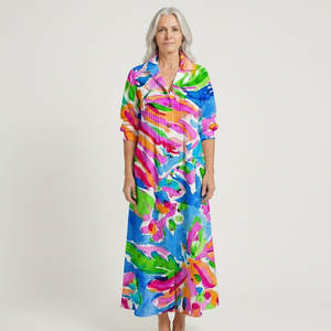 Julia - Button-Front Boho Midi Dress
