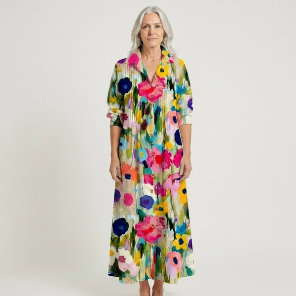 Julia - Button-Front Boho Midi Dress