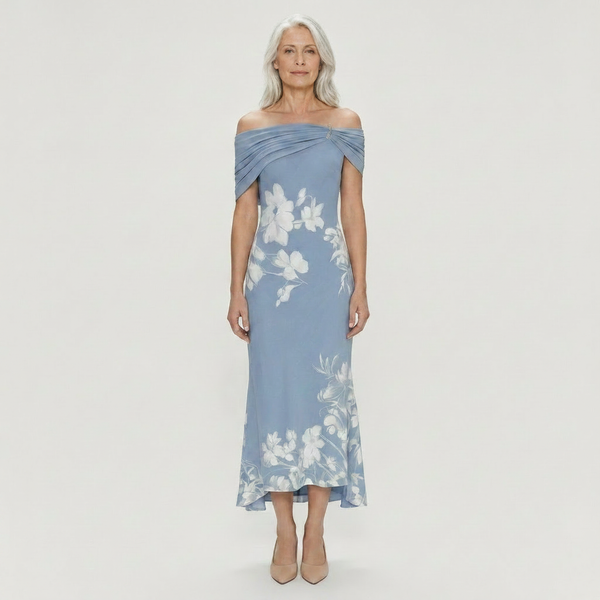 Maya - Off-Shoulder Floral Print Midi Dress