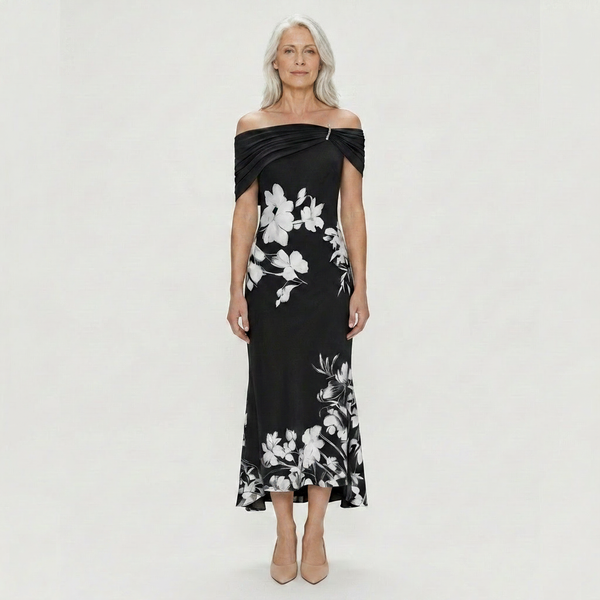 Maya - Off-Shoulder Floral Print Midi Dress