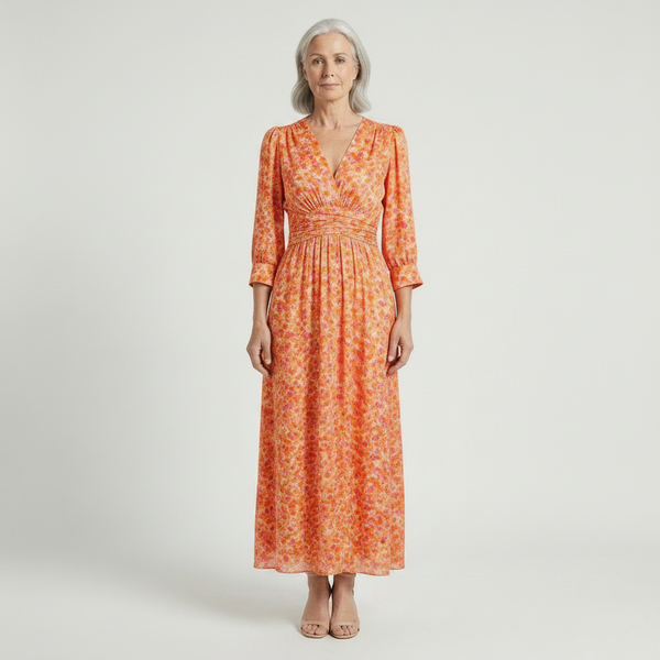 Hazel - Floral Print V-Neck Maxi Dress