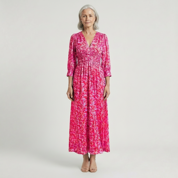 Hazel - Floral Print V-Neck Maxi Dress
