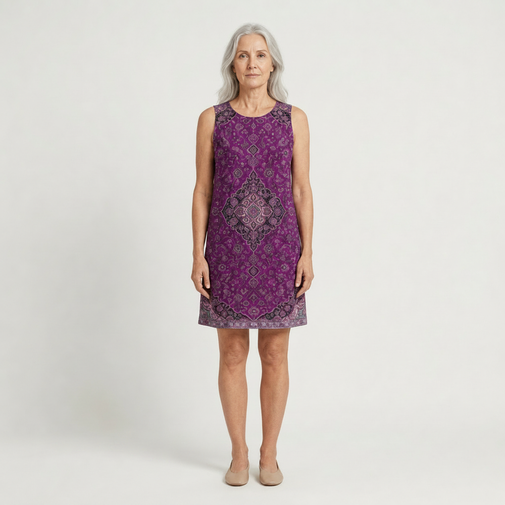 Audrey - Sleeveless Boho Print Mini Dress Purple