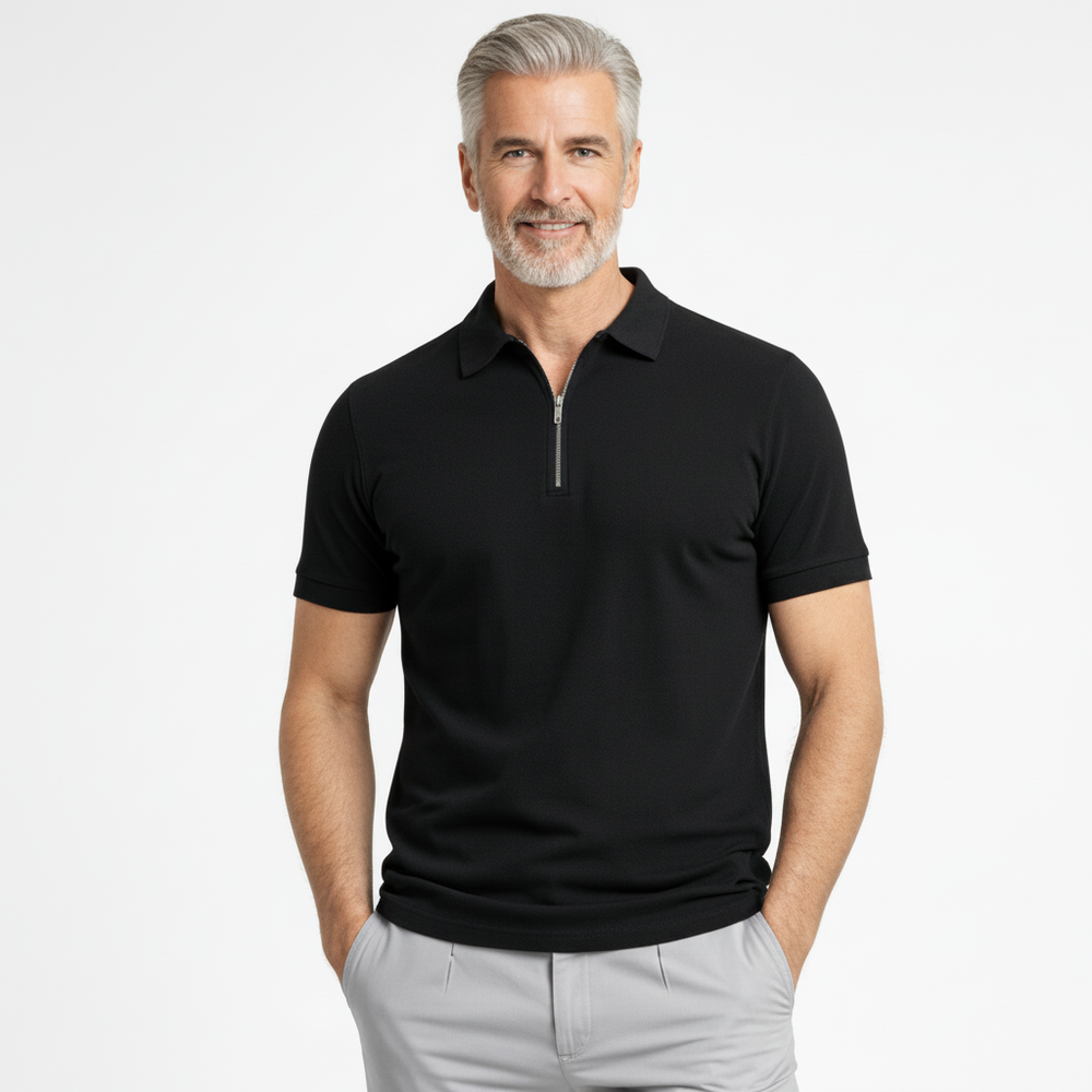 Zolvex - Slim-Fit Zip-Collar Polo Shirt