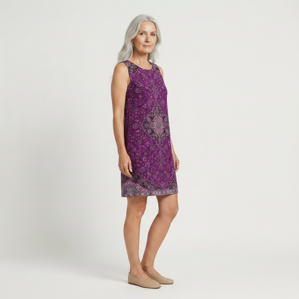 Audrey - Sleeveless Boho Print Mini Dress Purple