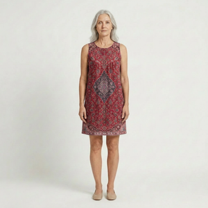 Audrey - Sleeveless Boho Print Mini Dress Red