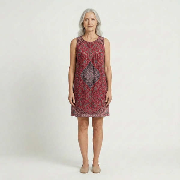 Audrey - Sleeveless Boho Print Mini Dress Red