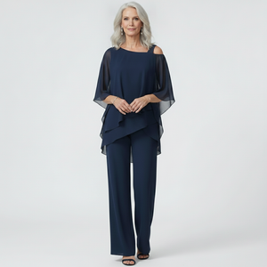 Veluxa - Cold-Shoulder Two-Piece Pant Set