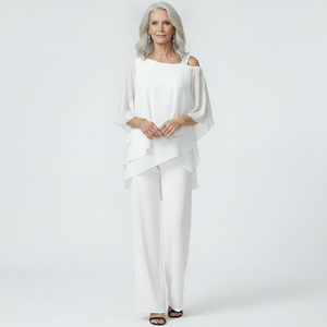 Veluxa - Cold-Shoulder Two-Piece Pant Set