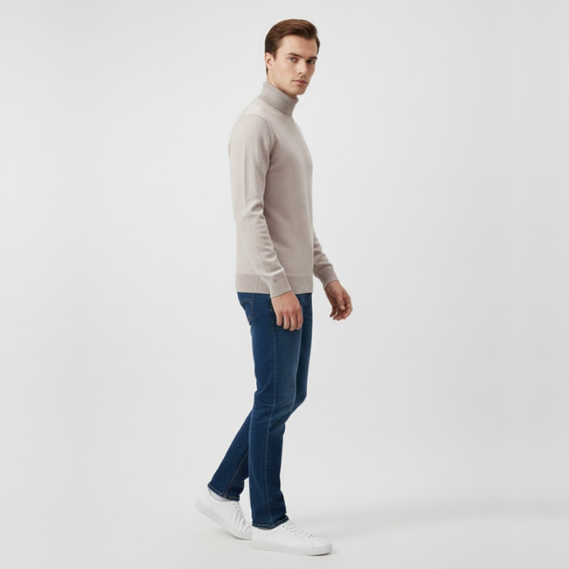 Jaxon | Men’s Pure Young Turtleneck Sweater Beige