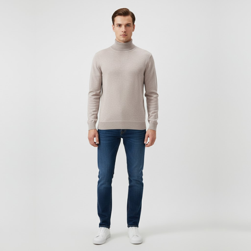 Jaxon | Men’s Pure Young Turtleneck Sweater Beige