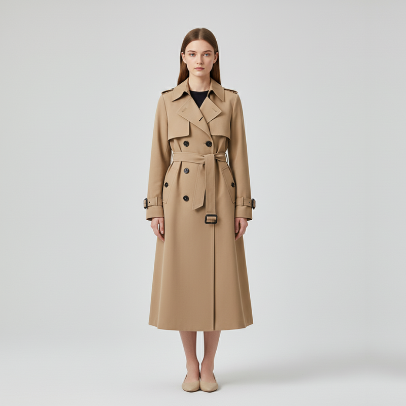 Katie | Women’s Double-Breasted Belted Trench Coat Beige