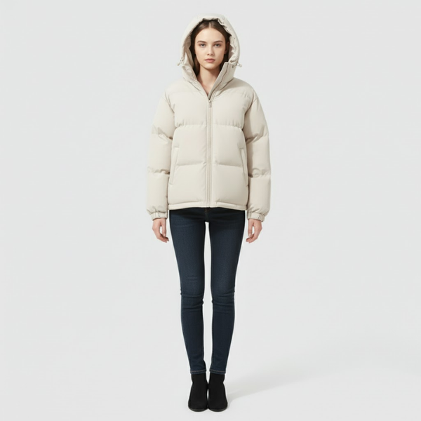 Lily | Women’s Classic Hooded Jacket Beige White