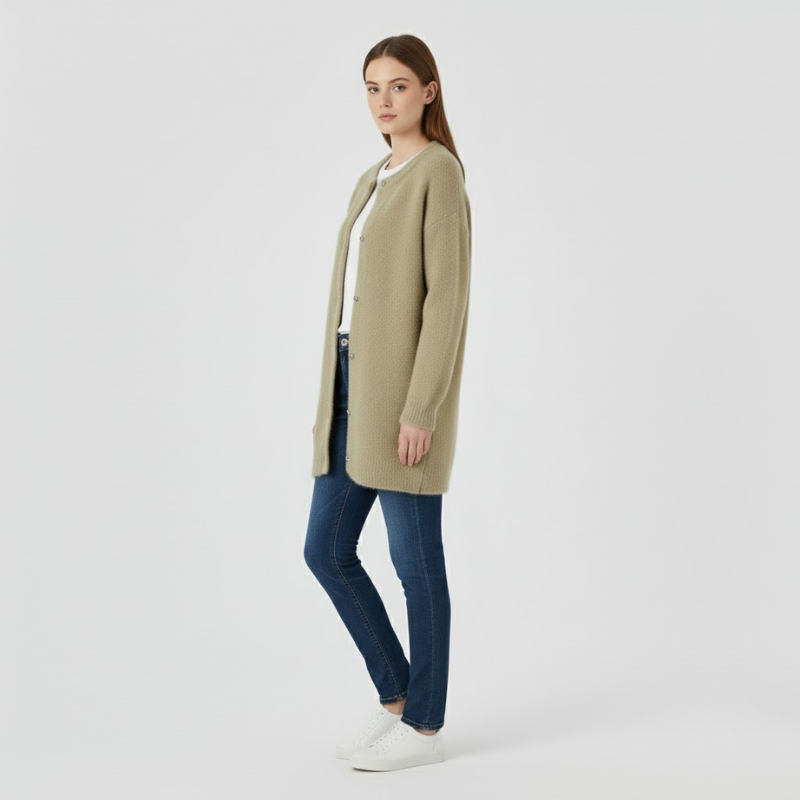 Lola | Women’s Refined Knit Cardigan Khaki