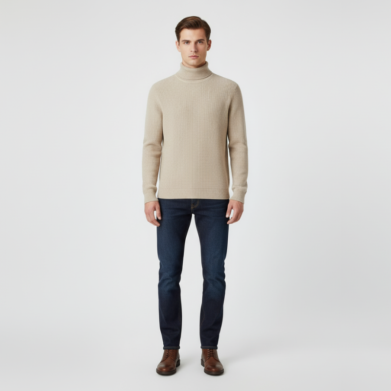 Luca | Men's Roll-Neck Sweater Beige
