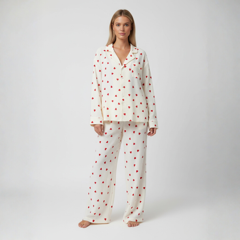 Maria | Women’s Heart Print Pyjama Set L