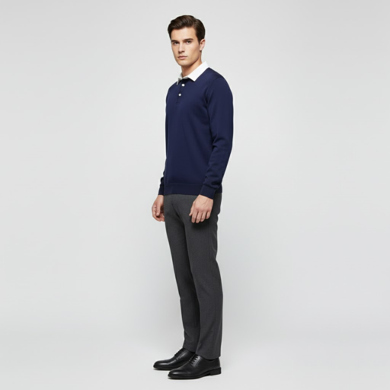 Mason | Men’s Long-Sleeve Polo Blue