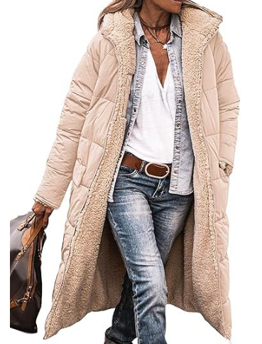 Mia | Women’s Reversible Long Winter Coat Beige