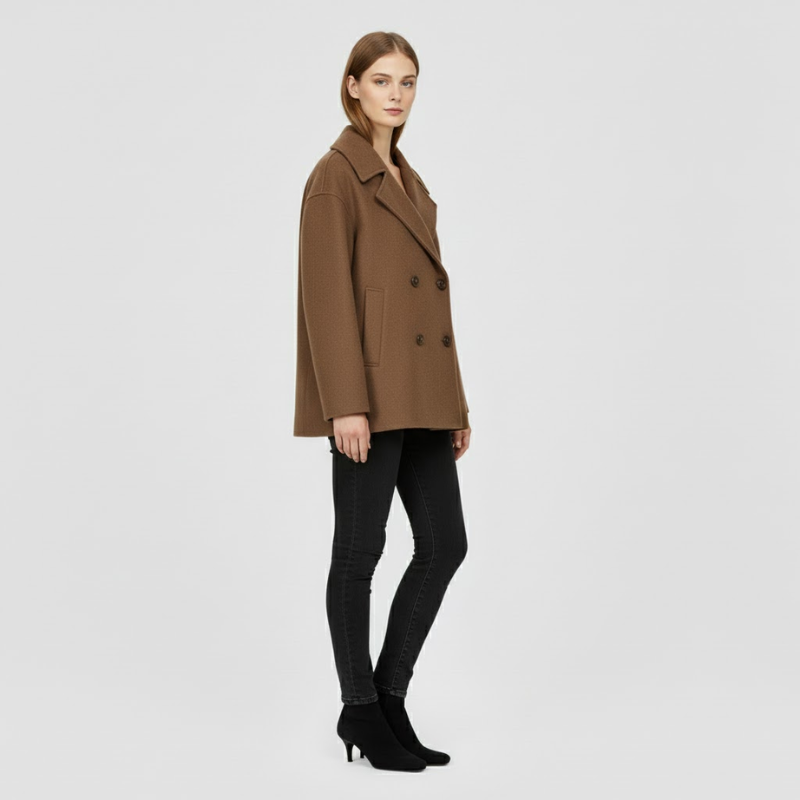 Millie | Women’s Short Double-Breasted Coat Brown