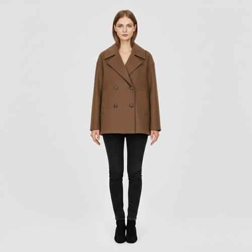 Millie | Women’s Short Double-Breasted Coat Brown